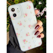 Go Aksesuar Iphone 12 ve 12 Pro Uyumlu Mat Baskı Fiyonk Pembe Çiçek Parmak Izi Bırakmaz Şeffaf Kılıf