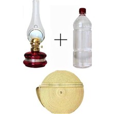 Sözen Kırmızı Klasik Gaz Lambası 500 ml Kandil Yakıtı 1 M Fitil