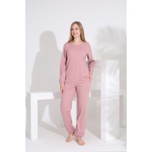 Etoile %100 Pamuk Petek Örgü Kumaş Uzun Kol Manşetli Cepli Kadın Pijama Takımı 98520