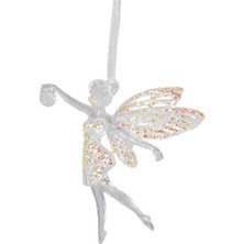 Herdekora Yılbaşı Süsü Peri Figürlü Akrilik Cam Şeffaf 12X12 Cm.