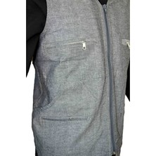 Yazlık-İlkbaharlık Erkek 4 Fermuarlı 2 Yandan Cepli Avcı-İş Yeleği Düz Desen Hakim Yaka