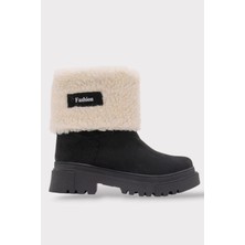 Liger Kalın Taban Süet Kürklü Kadın Bot Siyah