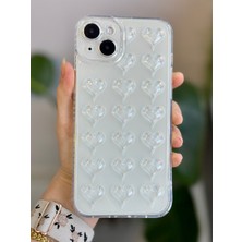 Go Aksesuar Iphone 14 Plus - 15 Plus Şeffaf 3D Kabartma Balon Kalp Tasarımlı Silikon Kılıf