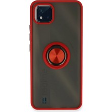 Realme C11 2021 Kılıf Montreal Yüzüklü Silikon Kapak - Kırmızı - FKU7621-6215