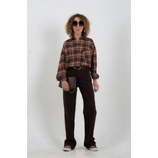 Zelish My Sister Kahve Yüksek Bel Straight Denim  Pantolon