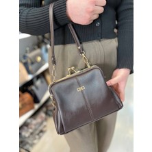 Asel Çanta, Klipsli, Çok Gözlü ,yumuşak Deri, Kahverengi Bayan Omuz ve Çapraz Çantası