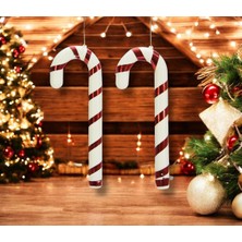 My Balli Store Yılbaşı Süsü Baston Kırmızı Beyaz 2 Li 21 cm