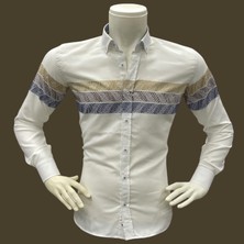 Eren Style Klasik %100 Cotton Uzun Kollu Terletmeyen Kışlık Flanel Kumaş 3 Renkli Çizgili Gömlek (Regular Kalıp)