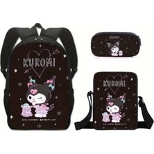Ada Çanta Kırtasiye 3'lü Çocuk Sırt Çantası Seti Kuromi Figürlü (Sırt Çantası /beslenme Çantası / Kalemlik) KRM5096
