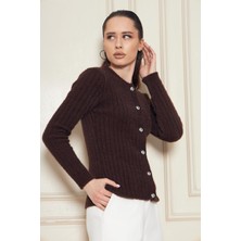 Irmak Kerekli Kadın Yumuşak Dokulu Sakal Ipli Fitilli Triko Hırka Düğmeli Hırka 791613