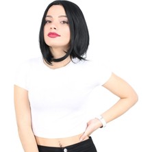 Marsilyan Fiber Sentetik Peruk Perçemsiz Kısa Düz - Siyah