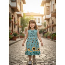 Şimo Butik Kız Çocuk Penye Pamuklu Elbise Arı Desenli Siyah Mavi Renk Seçenekli