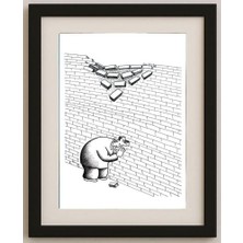 Karikatural Feng Gui Bo 43x30cm Orijinal Karikatür Tablo