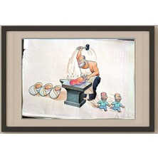 Karikatural Feng Gui Bo 43x30cm Orijinal Karikatür Tablo