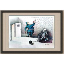 Karikatural Feng Gui Bo 43x30cm Orijinal Karikatür Tablo