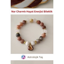 ASTRO STONES Astrolojik Doğal Taş Nar Charmlı Hayat Enerjisi Doğal Taş Bileklik - Jasper & Ay Taşı
