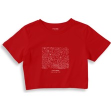 The Lucid Lab La Nuit Étoilée Crop Tişört - Kırmızı