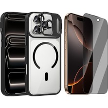 Vendas iPhone 17 Pro Max Kılıf Standlı ve Kamera Lens Hediyeli M-Safe Şarj Özellikli Zore Etro Kapak + Hayalet Ekran Koruyucu