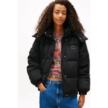 Tommy Hilfiger Tjw Kapitone Kadife Şişme Kadın Siyah Ceket DW0DW21668BDS