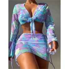 4 Lü Bikini Takımı - Pareo Etek / Pareo Üst / Alt Bikini ve Üst Bikini