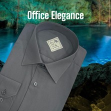 Eren Style Klasik %100 Cotton Uzun Kollu Terletmeyen Kışlık Flanel Kumaş Gri Gömlek (Regular Kalıp)