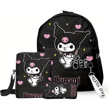 Ada Çanta Kırtasiye Çocuk Sırt Çantası 3 Lü Seti Kuromi Figürlü (Sırt Çantası /beslenme Çantası / Kalemlik)