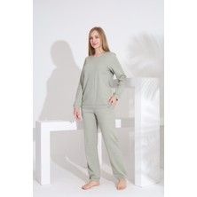 Etoile %100 Pamuk Petek Örgü Kumaş Uzun Kol Manşetli Cepli Kadın Pijama Takımı 98520