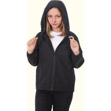 Freemen Kız Çocuk Astarlı Su ve Rüzgar Geçirmez Kapüşonlu Çift Fermuarlı Yağmurluk