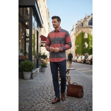 Eren Style Klasik %100 Cotton Uzun Kollu Terletmeyen Kışlık Flanel Kumaş 2 Renkli Gömlek (Regular Kalıp)
