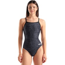 Arena Snakeskin Swimsuit Lightdrop Back Kadın Siyah Yüzücü Mayosu 010157500
