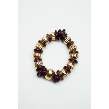 Liveyn Design Mor Halka Murano Cam Gold Detay Bileklik