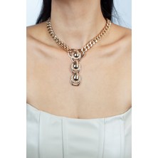 Liveyn Design Taşlı Gold Gerdanlık Kolye