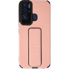 Tecno Pova Neo Kılıf Mega Standlı Silikon - Pudra - FKU9004-8543