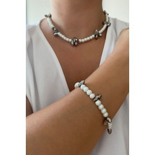 Liveyn Design Işıltılı Inci Kolye Bileklik Set