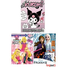 Partylandtr Frozen Kuromi Barbi Temalı Boyama Kitabı (Boyama , Sticker , Arka Kapak Maske )