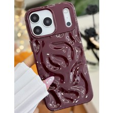 Go Aksesuar Iphone 17 Promax Uyumlu Darbe Önleyici Kabartma Bordo Antişok Silikon Kılıf