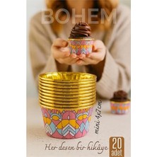 Butik Bfs Bohem Yuvarlak Kek Kalıbı , Alüminyum  Cupcake Muffin Kalıbı 20'li Paket