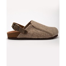 Polomia Comfort Kadın Mantar Taban Eva Kışlık Önü Kapalı Keçe Sabo Outdoor Günlük Rahat Ev Sandalet Flat Terlik