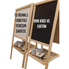 Store Çift Taraflı Ayaklı Yazı Tahtası Silgi ,tahta Kalemi ve 15I Beyaz 15I Renkli 30 Tebeşir Hediyesidir