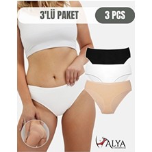 Alya Underwear Kadın Pamuklu Bato \ Hipster Külot - 1 Adet Beyaz 1 Adet Siyah 1 Adet Ten 3'lü Paket
