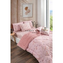 ChicMaison Pudra Etnik Desenli Çift Kişilik Pofuduk Uyku Seti 195 x 215 cm Ranforce Kumaş