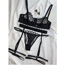 Rozenin Lingerie 3’lü Set Dantelli Bralet Takımı