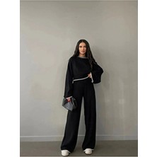 Askı Nişantaşı Önü Nakış Detaylı Triko Pantolon Takım