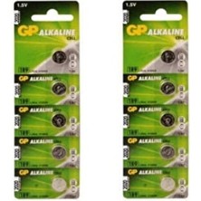 GP 10 Adet  189 V10GA Alkaline LR54 AG10 Sr Lr 1130  5'li Düğme Pil(Terazi-Saat-Baskül-Oyuncak Pili)