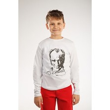 Ajn 23 Nisan 19 Mayıs 29 Ekim 10 Kasım Tshirt Pamuk Penyeler Kız Erkek Unisex Beyaz Ata Baskılı Uzunkol