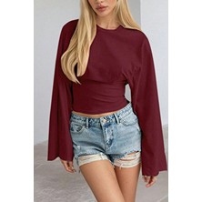 Tarz Cool Kadın Uzun Kollu Belden Oturtmalı Bluz