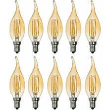 Orbus Rustik Kıvrık Ta3 4W E14 Amber LED Ampul 300LM Sarı Işık Rengi 10’lu Paket