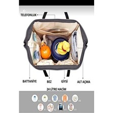 Anne Bebek Bakım Sırt Çantası Biberon Termoslu Sıvı Geçirmez Puset Askı Aparatlı Siyah