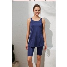 Pierre Cardin Kadın Lacivert Tesettür Tankini Takım Poliamid Karışımlı Düz Desen ile Şık