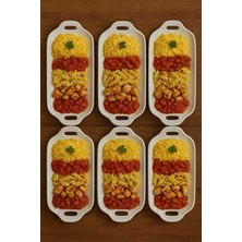 Esnaf Dede Beyaz Seramik Sunum Tabağı 34x14 cm Klasik Desenli 6'lı Set